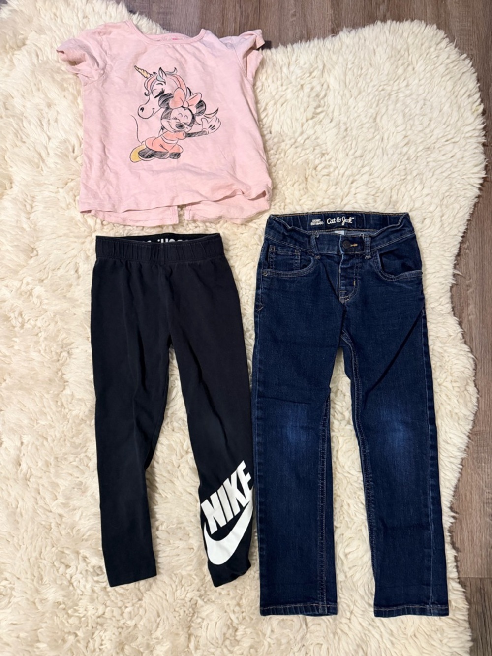 Disney Pink Minnie Unicorn Tee with Black Leggings Set